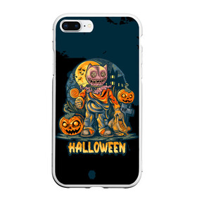 Чехол для iPhone 7Plus/8 Plus матовый с принтом Happy Halloween в Курске, Силикон | Область печати: задняя сторона чехла, без боковых панелей | diy | ghost | halloween | horror | makeup | scary | skull clown | trick or treat | вампир | ведьма | кошка | луна | магия | ночь | тыква | хэллоуин