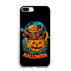 Чехол для iPhone 7Plus/8 Plus матовый с принтом Happy Halloween в Курске, Силикон | Область печати: задняя сторона чехла, без боковых панелей | diy | ghost | halloween | horror | makeup | scary | skull clown | trick or treat | вампир | ведьма | кошка | луна | магия | ночь | тыква | хэллоуин