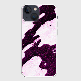 Чехол для iPhone 13 mini с принтом Shine в Курске,  |  | abstraction | bw | ice | pink | shine | snow | texture | top view | white | абстракция | белый | блеск | вид сверху | лед | розовый | снег | текстура | чб