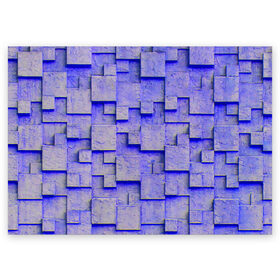 Поздравительная открытка с принтом UlliCom в Курске, 100% бумага | плотность бумаги 280 г/м2, матовая, на обратной стороне линовка и место для марки
 | abstraction | blue | mesh | mosaic | panels | surface | texture | абстракция | мозайка | панели | поверхность | сетка | синий | текстура