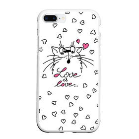 Чехол для iPhone 7Plus/8 Plus матовый с принтом Любовь - Кот в Курске, Силикон | Область печати: задняя сторона чехла, без боковых панелей | cat | love | котики | коты | кошки | любовь | сердце