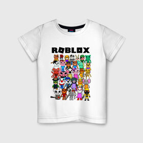 Детская футболка хлопок с принтом ROBLOX PIGGY в Курске, 100% хлопок | круглый вырез горловины, полуприлегающий силуэт, длина до линии бедер | piggy | roblox | roblox games | roblox piggy | игра роблокс | пигги. | роблокс | роблокс пигги | робукс