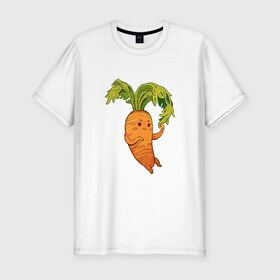 Мужская футболка хлопок Slim с принтом Милая морковка в Курске, 92% хлопок, 8% лайкра | приталенный силуэт, круглый вырез ворота, длина до линии бедра, короткий рукав | 