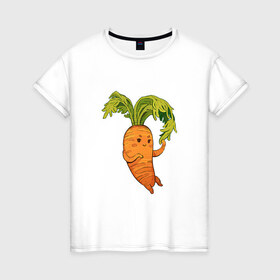 Женская футболка хлопок с принтом Милая морковка в Курске, 100% хлопок | прямой крой, круглый вырез горловины, длина до линии бедер, слегка спущенное плечо | 