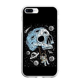 Чехол для iPhone 7Plus/8 Plus матовый с принтом Skull Space в Курске, Силикон | Область печати: задняя сторона чехла, без боковых панелей | Тематика изображения на принте: art | asteroid | astronaut | meteorite | planets | satellite | skull | space | stars | арт | астероид | звезды | космонавт | космос | метеорит | планеты | спутник | череп