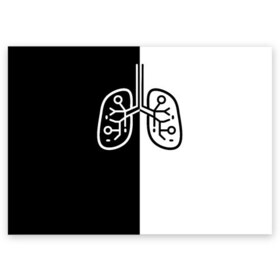 Поздравительная открытка с принтом ЛЕГКИЕ в Курске, 100% бумага | плотность бумаги 280 г/м2, матовая, на обратной стороне линовка и место для марки
 | anticoronavirus | black | coronavirus | covid | lungs | virus | white | антикоронавирус | белый | вирус | ковид | коронавирус | легкие | органы | черный