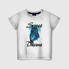 Детская футболка 3D с принтом Сова в Курске, 100% гипоаллергенный полиэфир | прямой крой, круглый вырез горловины, длина до линии бедер, чуть спущенное плечо, ткань немного тянется | sweet dreams | звезды | луна | ночная жизнь | ночь | сновидения | сны | сова | сон | спокойной ночи