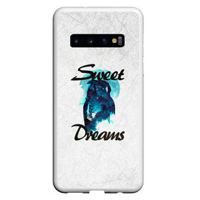 Чехол для Samsung Galaxy S10 с принтом Сова в Курске, Силикон | Область печати: задняя сторона чехла, без боковых панелей | sweet dreams | звезды | луна | ночная жизнь | ночь | сновидения | сны | сова | сон | спокойной ночи