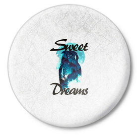 Значок с принтом Сова в Курске,  металл | круглая форма, металлическая застежка в виде булавки | sweet dreams | звезды | луна | ночная жизнь | ночь | сновидения | сны | сова | сон | спокойной ночи
