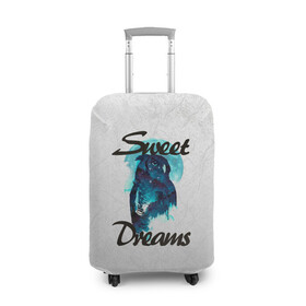 Чехол для чемодана 3D с принтом Сова в Курске, 86% полиэфир, 14% спандекс | двустороннее нанесение принта, прорези для ручек и колес | sweet dreams | звезды | луна | ночная жизнь | ночь | сновидения | сны | сова | сон | спокойной ночи