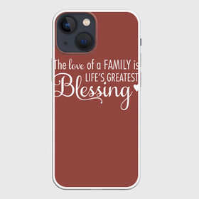 Чехол для iPhone 13 mini с принтом Любовь в семье это счастье в Курске,  |  | доброта | красивые фразы | любовь | мудрые фразы. | настроение | позитив | радость | семейное счастье | семья | счастье