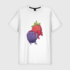 Мужская футболка хлопок Slim с принтом Смородинки в Курске, 92% хлопок, 8% лайкра | приталенный силуэт, круглый вырез ворота, длина до линии бедра, короткий рукав | арт | красная смородина | мило | милота | рисунок | свежая ягода | свежие ягоды | свежий продукт | смородина | чёрная смородина | ягода | ягоды