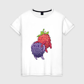 Женская футболка хлопок с принтом Смородинки в Курске, 100% хлопок | прямой крой, круглый вырез горловины, длина до линии бедер, слегка спущенное плечо | арт | красная смородина | мило | милота | рисунок | свежая ягода | свежие ягоды | свежий продукт | смородина | чёрная смородина | ягода | ягоды