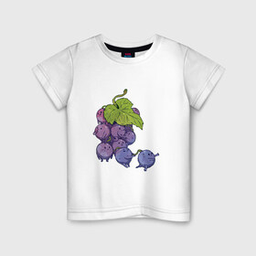 Детская футболка хлопок с принтом Виноградинки в Курске, 100% хлопок | круглый вырез горловины, полуприлегающий силуэт, длина до линии бедер | Тематика изображения на принте: арт | веточка винограда | виноград | виноградинки | мило | милота | рисунок | свежая ягода | свежие ягоды | свежий продукт | синий виноград | ягода | ягоды
