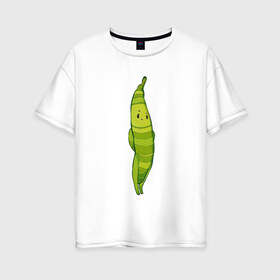 Женская футболка хлопок Oversize с принтом Фасоль в Курске, 100% хлопок | свободный крой, круглый ворот, спущенный рукав, длина до линии бедер
 | арт | мило | милота | овощ | овощи | рисунок | свежие овощи | свежий овощ | свежий продукт | фасолинка | фасоль