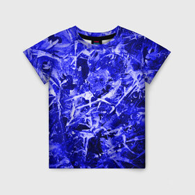 Детская футболка 3D с принтом Dark Blue Gan в Курске, 100% гипоаллергенный полиэфир | прямой крой, круглый вырез горловины, длина до линии бедер, чуть спущенное плечо, ткань немного тянется | Тематика изображения на принте: abstraction | blue | frost | frozen | ice | shine | surface | texture | абстракция | блеск | замерзший | лед | мороз | поверхность | синий | текстура
