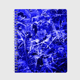 Тетрадь с принтом Dark Blue Gan в Курске, 100% бумага | 48 листов, плотность листов — 60 г/м2, плотность картонной обложки — 250 г/м2. Листы скреплены сбоку удобной пружинной спиралью. Уголки страниц и обложки скругленные. Цвет линий — светло-серый
 | abstraction | blue | frost | frozen | ice | shine | surface | texture | абстракция | блеск | замерзший | лед | мороз | поверхность | синий | текстура