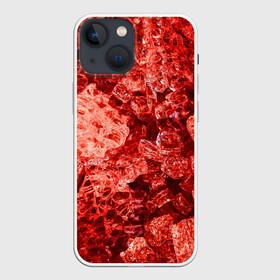 Чехол для iPhone 13 mini с принтом RED tyle в Курске,  |  | Тематика изображения на принте: abstraction | crystals | red | shapes | shards | shine | texture | абстракция | блеск | красный | кристалы | осколки | текстура | формы