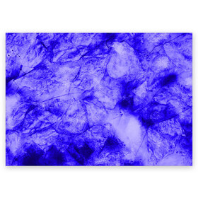 Поздравительная открытка с принтом Ice-$$$ в Курске, 100% бумага | плотность бумаги 280 г/м2, матовая, на обратной стороне линовка и место для марки
 | abstraction | blue | cracks | frozen | ice | lines | patterns | shapes | texture | абстракция | замерзший | лед | линии | синий | текстура | трещины | узоры | формы