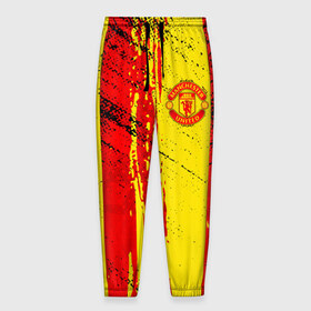 Мужские брюки 3D с принтом Manchester United \ Дьяволы. в Курске, 100% полиэстер | манжеты по низу, эластичный пояс регулируется шнурком, по бокам два кармана без застежек, внутренняя часть кармана из мелкой сетки | 