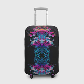 Чехол для чемодана 3D с принтом NEON BLUME в Курске, 86% полиэфир, 14% спандекс | двустороннее нанесение принта, прорези для ручек и колес | абстракция | лепестки | неон | цветы
