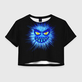 Женская футболка Crop-top 3D с принтом Злой вирус в Курске, 100% полиэстер | круглая горловина, длина футболки до линии талии, рукава с отворотами | бактерия | вирус | злость | инфекция | коронавирус
