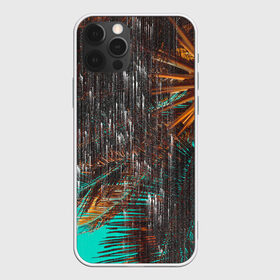 Чехол для iPhone 12 Pro Max с принтом Palm glitch art в Курске, Силикон |  | art | astraction | glitch | palm | sky | абстракция | арт | ветки | глитч | листья | небо | пальмы