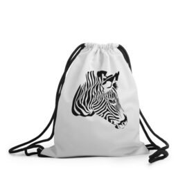 Рюкзак-мешок 3D с принтом Zebra в Курске, 100% полиэстер | плотность ткани — 200 г/м2, размер — 35 х 45 см; лямки — толстые шнурки, застежка на шнуровке, без карманов и подкладки | africa | black | savanna | stripe | white | zebra | африка | белый | зебра | полоска | саванна | черный