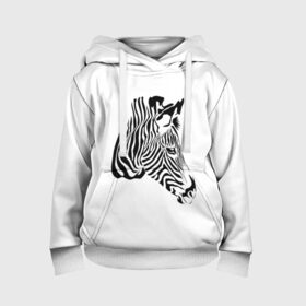 Детская толстовка 3D с принтом Zebra в Курске, 100% полиэстер | двухслойный капюшон со шнурком для регулировки, мягкие манжеты на рукавах и по низу толстовки, спереди карман-кенгуру с мягким внутренним слоем | africa | black | savanna | stripe | white | zebra | африка | белый | зебра | полоска | саванна | черный