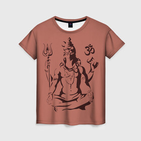 Женская футболка 3D с принтом Бог Шива в Курске, 100% полиэфир ( синтетическое хлопкоподобное полотно) | прямой крой, круглый вырез горловины, длина до линии бедер | бог шива. | духовность | иероглифы | индийские боги | индуистское божество