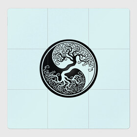Магнитный плакат 3Х3 с принтом Инь и ян в Курске, Полимерный материал с магнитным слоем | 9 деталей размером 9*9 см | буддизм. | восток | восточная культура | древо | инь и ян | китай | ктайский символ | чёрное и белое