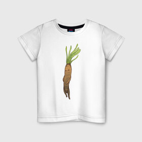 Детская футболка хлопок с принтом Сладкий корень в Курске, 100% хлопок | круглый вырез горловины, полуприлегающий силуэт, длина до линии бедер | Тематика изображения на принте: арт | куфелька | мило | милота | овощ | овощи | рисунок | свежие овощи | свежий овощ | свежий продукт | скорцонера испанская | сладкий корень | чёрный корень