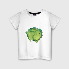 Детская футболка хлопок с принтом Симпатичная капуста в Курске, 100% хлопок | круглый вырез горловины, полуприлегающий силуэт, длина до линии бедер | арт | капуста | милая капуста | мило | милота | овощ | овощи | рисунок | свежие овощи | свежий овощ | свежий продукт