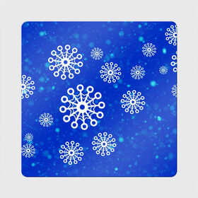 Магнит виниловый Квадрат с принтом Снежинки в Курске, полимерный материал с магнитным слоем | размер 9*9 см, закругленные углы | новогодние снежинки | снег | снежинка | снежинки | январьские снежинки
