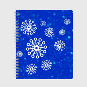Тетрадь с принтом Снежинки в Курске, 100% бумага | 48 листов, плотность листов — 60 г/м2, плотность картонной обложки — 250 г/м2. Листы скреплены сбоку удобной пружинной спиралью. Уголки страниц и обложки скругленные. Цвет линий — светло-серый
 | новогодние снежинки | снег | снежинка | снежинки | январьские снежинки