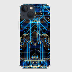 Чехол для iPhone 13 mini с принтом Сircuit в Курске,  |  | abstraction | chip | circuit | lines | neon | processor | shapes | texture | абстракция | линии | неон | процессор | схема | текстура | формы | чип