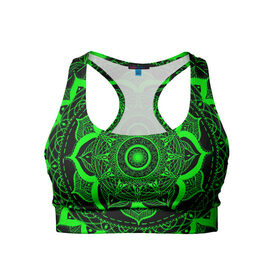 Женский спортивный топ 3D с принтом Mandala в Курске, 82% полиэстер, 18% спандекс Ткань безопасна для здоровья, позволяет коже дышать, не мнется и не растягивается |  | abstraction | light green | mandala | pattern | shape | tangled | texture | абстракция | запутанный | салатовый | текстура | узор | формы