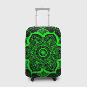 Чехол для чемодана 3D с принтом Mandala  в Курске, 86% полиэфир, 14% спандекс | двустороннее нанесение принта, прорези для ручек и колес | abstraction | light green | mandala | pattern | shape | tangled | texture | абстракция | запутанный | салатовый | текстура | узор | формы