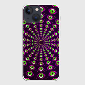 Чехол для iPhone 13 mini с принтом Fractal в Курске,  |  | abstraction | fractal | light green | mandala | pattern | pink | shape | symmetry | texture | абстракция | розовый | салатовый | симметрия | текстура | узор | формы | фрактал
