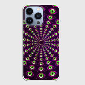 Чехол для iPhone 13 Pro с принтом Fractal в Курске,  |  | Тематика изображения на принте: abstraction | fractal | light green | mandala | pattern | pink | shape | symmetry | texture | абстракция | розовый | салатовый | симметрия | текстура | узор | формы | фрактал