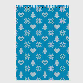 Скетчбук с принтом Голубой рождественский свитер в Курске, 100% бумага
 | 48 листов, плотность листов — 100 г/м2, плотность картонной обложки — 250 г/м2. Листы скреплены сверху удобной пружинной спиралью | 