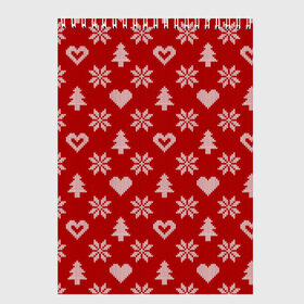 Скетчбук с принтом Красный рождественский свитер в Курске, 100% бумага
 | 48 листов, плотность листов — 100 г/м2, плотность картонной обложки — 250 г/м2. Листы скреплены сверху удобной пружинной спиралью | 