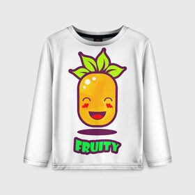 Детский лонгслив 3D с принтом Fruity в Курске, 100% полиэстер | длинные рукава, круглый вырез горловины, полуприлегающий силуэт
 | fruit | ананас | вкусно | сладость | фрукты