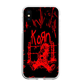 Чехол для iPhone XS Max матовый с принтом korn в Курске, Силикон | Область печати: задняя сторона чехла, без боковых панелей | Тематика изображения на принте: acoustic | blind | coming undone | download | falling away from me | freak on a leash | korn | lyrics | music | narcissistic cannibal | official | official video | twisted transistor | vevo | word up | группа слипнот | коян | рок