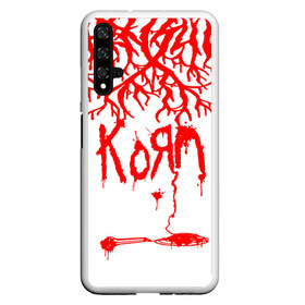 Чехол для Honor 20 с принтом korn в Курске, Силикон | Область печати: задняя сторона чехла, без боковых панелей | acoustic | blind | coming undone | download | falling away from me | freak on a leash | korn | lyrics | music | narcissistic cannibal | official | official video | twisted transistor | vevo | word up | группа слипнот | коян | рок