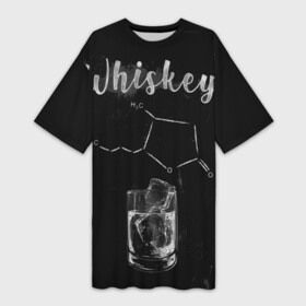 Платье-футболка 3D с принтом Формула Виски в Курске,  |  | 2020 | alcohol | whiskey | вискарь | виски | кола | лед | спирт | стакан | формула | химия