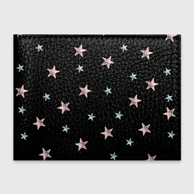 Обложка для студенческого билета с принтом Звездопад в Курске, натуральная кожа | Размер: 11*8 см; Печать на всей внешней стороне | звезда | космос | небо | ночь | паттерн | розовый | черный