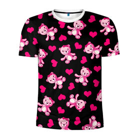 Мужская футболка 3D спортивная с принтом Love teddy bear в Курске, 100% полиэстер с улучшенными характеристиками | приталенный силуэт, круглая горловина, широкие плечи, сужается к линии бедра | bear | heart | love is | pink | teddy | valentines day | бантик | валентина | девушке | дочь | жена | животные | игрушка | лучшая | любимая | любовь | мама | марта | медведь | медвежата | медвежата и сердечки | мишки тедди