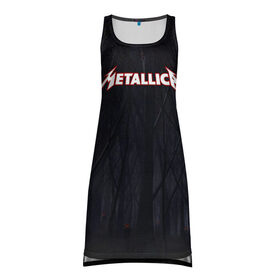 Платье-майка 3D с принтом Metallica в Курске, 100% полиэстер | полуприлегающий силуэт, широкие бретели, круглый вырез горловины, удлиненный подол сзади. | metallica | rok | джеймс хэтфилд | кирк хэммет | ларс ульрих | металика | металл | металлика | музыка | рок | рок группа