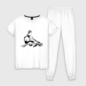 Женская пижама хлопок с принтом StarTrek DJ Spock (Z) в Курске, 100% хлопок | брюки и футболка прямого кроя, без карманов, на брюках мягкая резинка на поясе и по низу штанин | 